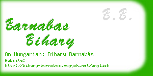 barnabas bihary business card